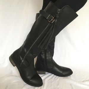 Black Zip Tassel Boots Size 7.5